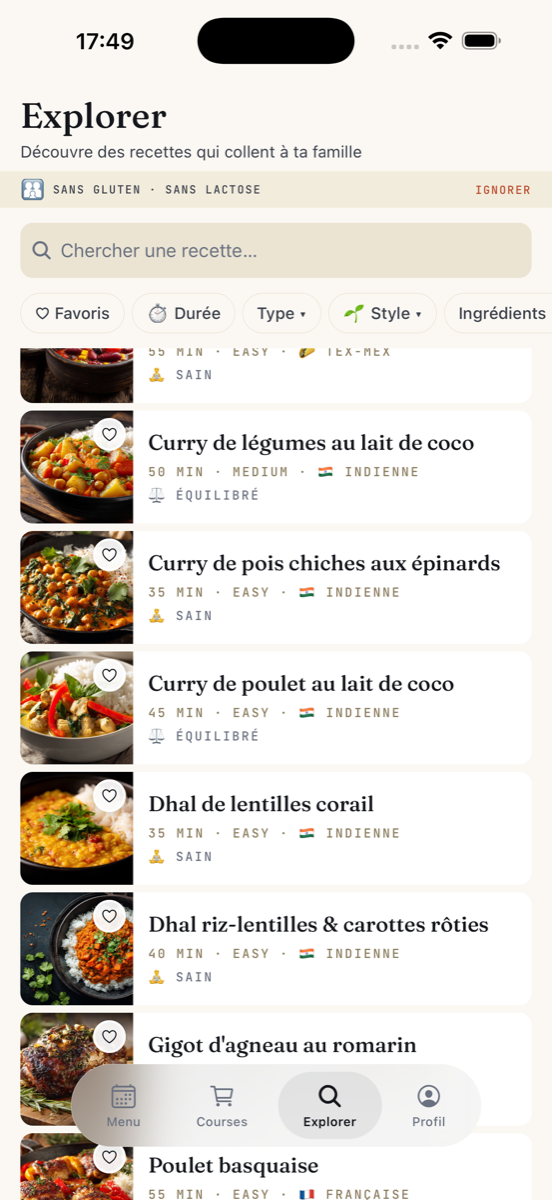 Recherche de recettes